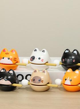 敲敲小木鱼敲打情绪稳定办公室桌面工位创意小摆件解压可爱猫咪