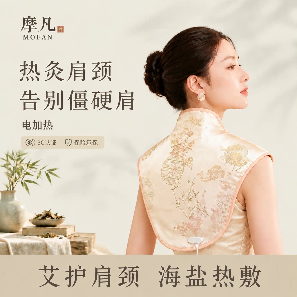 摩凡肩颈热敷包颈椎粗盐盐袋艾绒艾灸理疗袋子护颈电加热海盐披肩