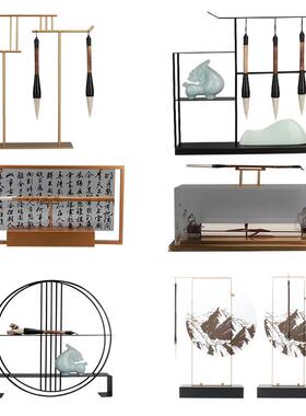 新中式毛笔架创意家居书房书桌办公桌禅意桌面古风软装饰品小摆件