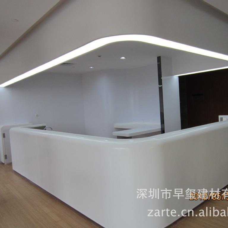 深圳办公大弧公司前台进口可10丽耐形拼接服务台亚楼克力人吧造石