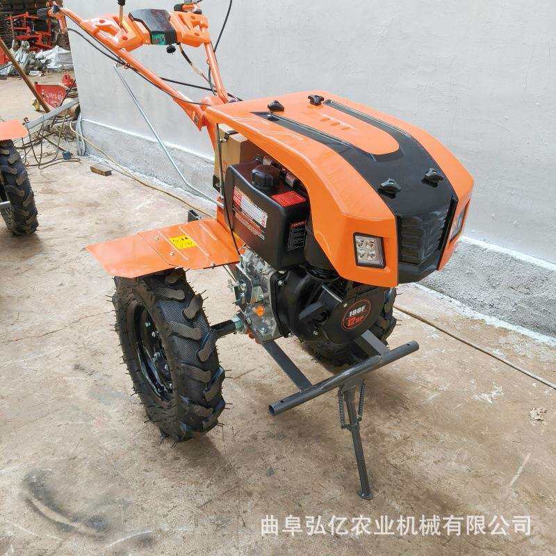 出口灯罩款两驱微耕机500-12大轮胎水旱耕地机柴油直连电启动犁地