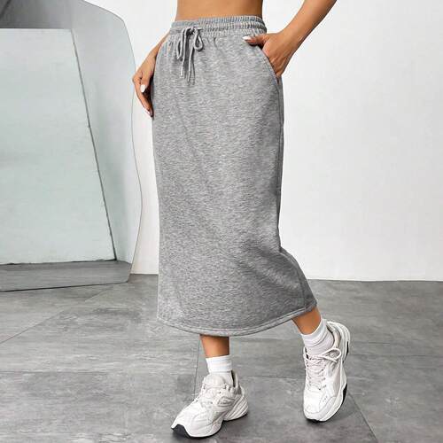Women's French Knot Decorated A-Line Skirt Pockets Elastic