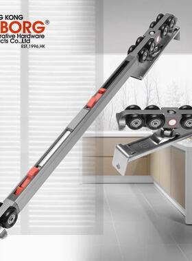 V域堡 新款五代带双向缓冲自闭实木门铝门上吊轮吊滑厨房门吊滑轮