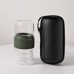 便携包快客杯随身一壶二杯功夫茶杯飘逸杯泡茶壶 玻璃旅行茶具套装