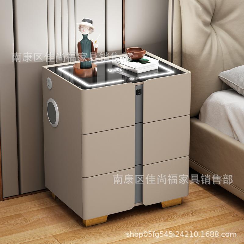 能床头保险箱一体柜现指代G688简约轻奢多功能带纹锁音响无智线充