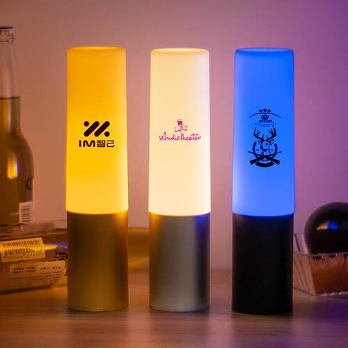 LED可充电金属圆柱吧台灯 酒吧与酒店装饰桌灯 KTV手握小夜灯