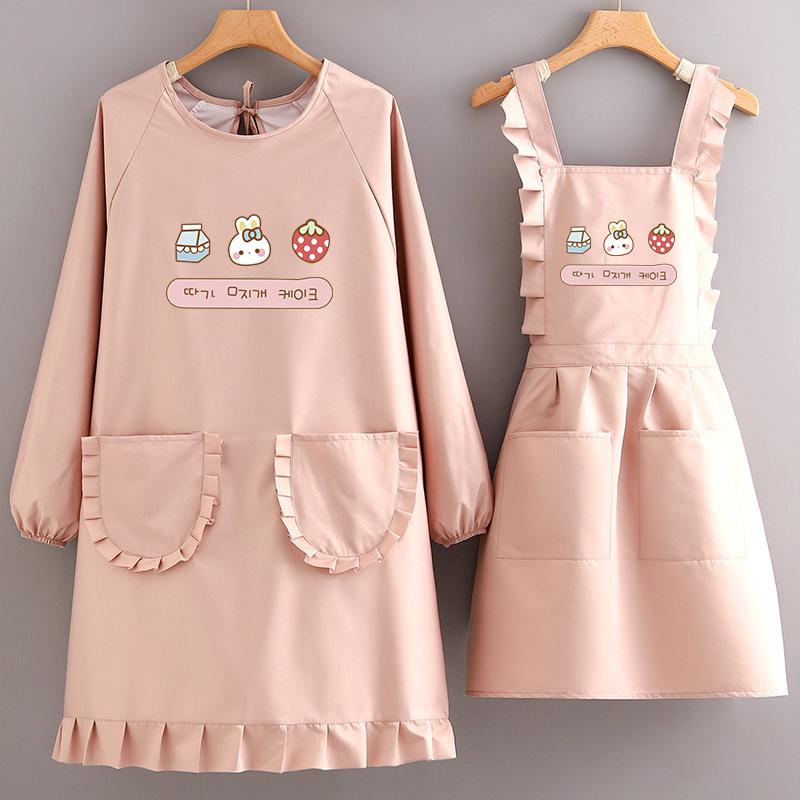 工作服时尚卡通长袖防水围裙套装