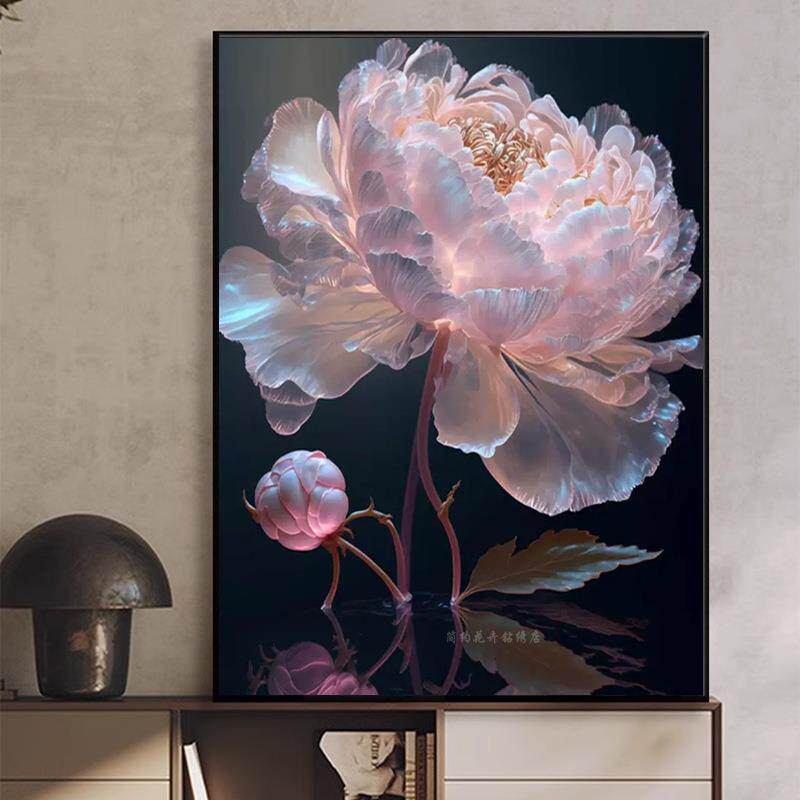 牡丹花5d钻石画2024新款简约花卉客厅卧室优雅砖石贴画十字绣刺绣