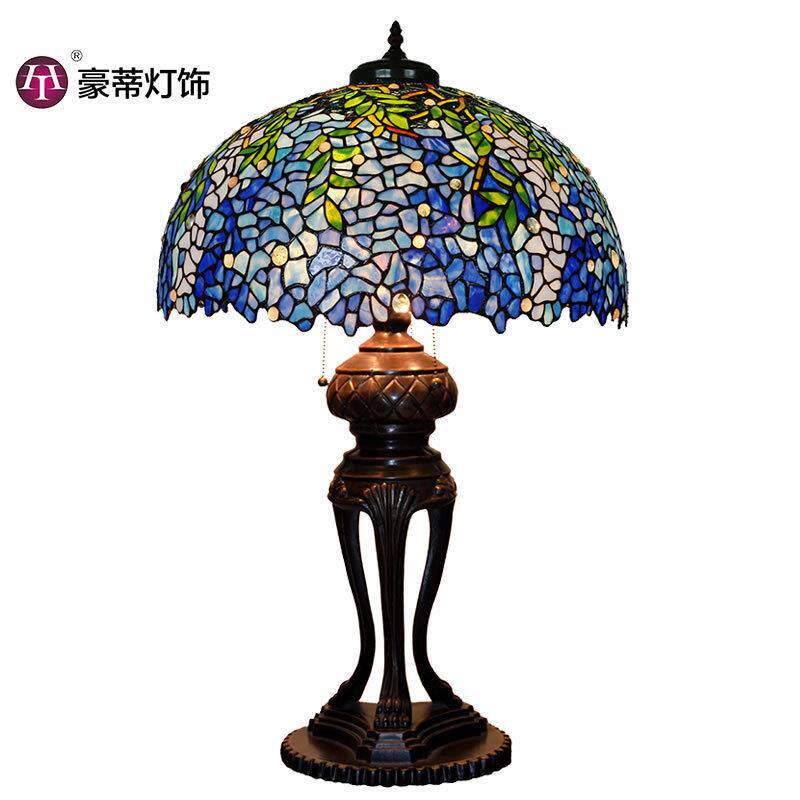 直销20寸欧式蓝色客厅大台灯帝凡尼艺术装饰卧室床头灯