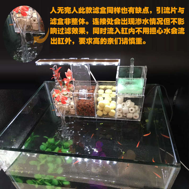 鱼缸过滤盒上下调节高度高水位过滤盒透明亚克力上置净水盒包邮