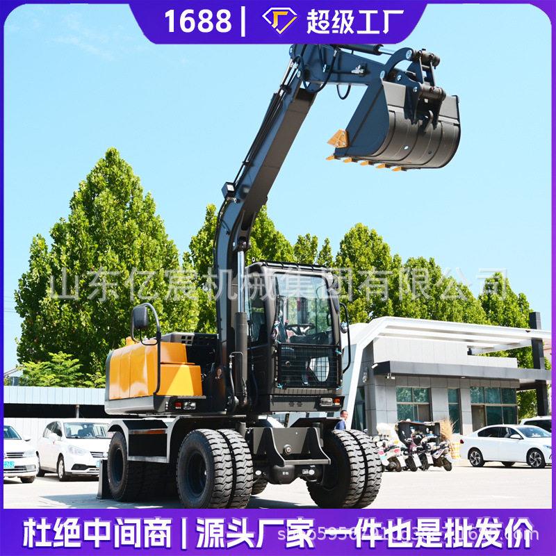 中小型轮式挖掘机轮挖75型农用工程钩机80型四驱液压挖土机抓木机