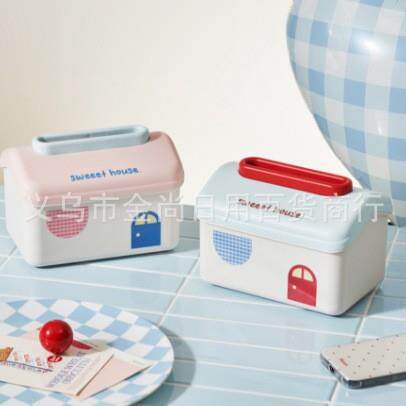 Luxury Dopamine Cute Little House Cream Tissue Box Simple Ho