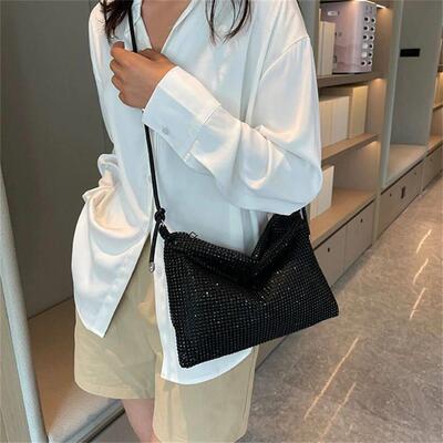 Women Rhinestones Evening Clutch Bag Shiny Crystal Dinner Pa