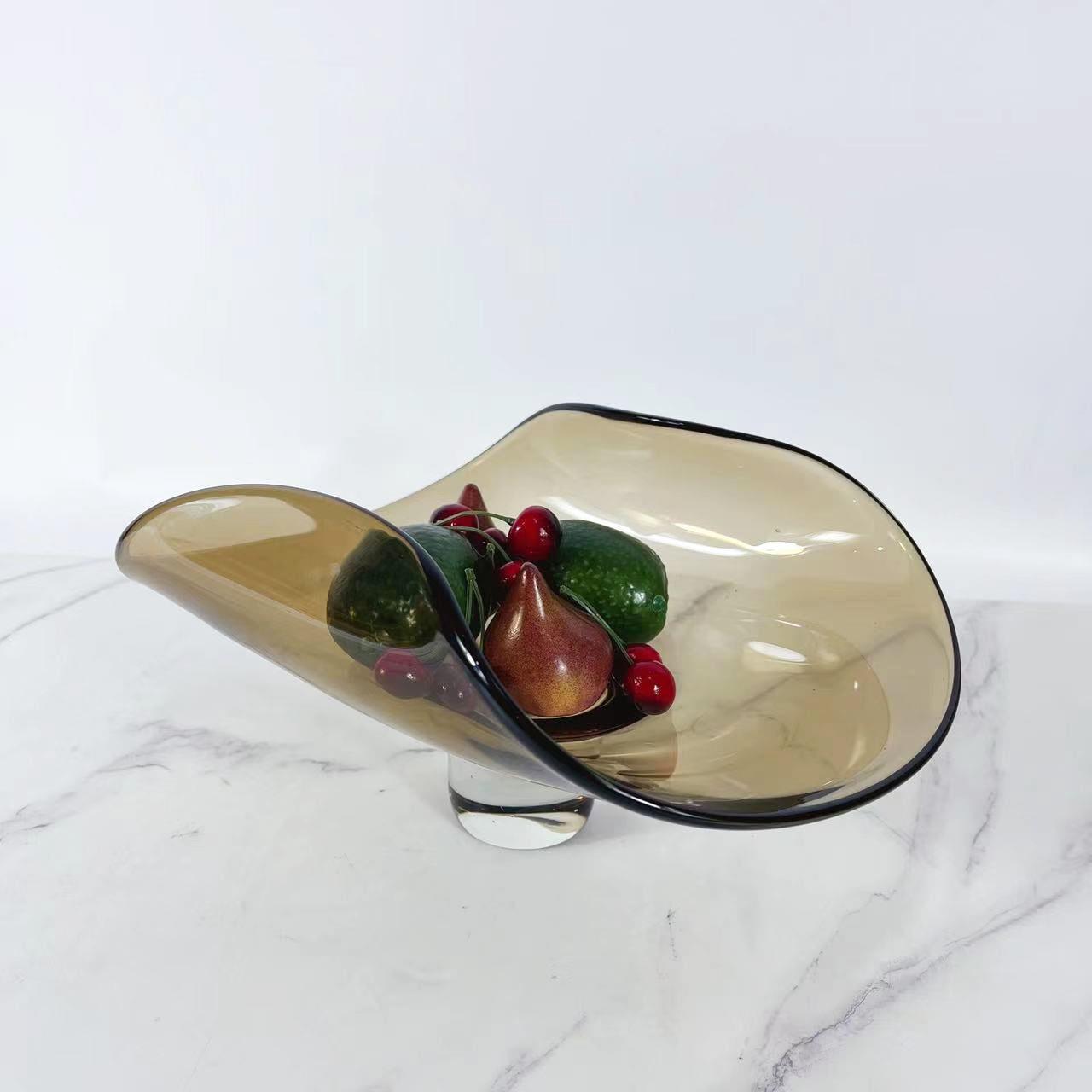 简约琉璃茶色花瓶托盘家居客厅餐桌电视柜书房样板房摆件装饰