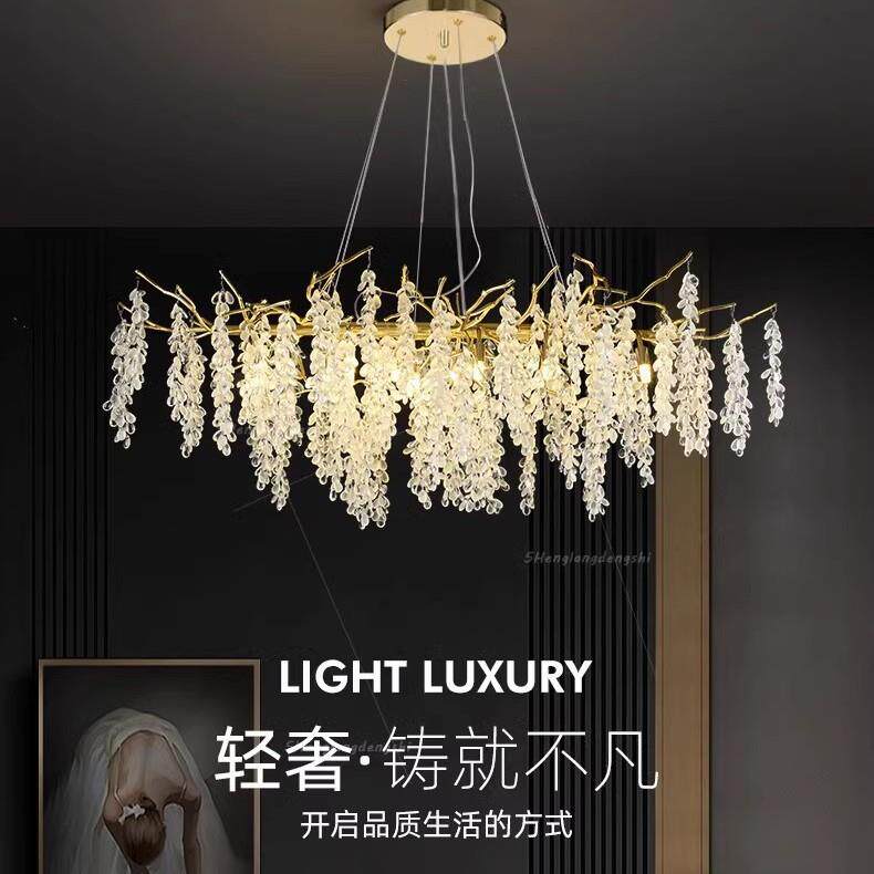 灯代简客厅吊灯铝质水晶卧灯具室灯轻奢现大气餐厅具新款室约内艺