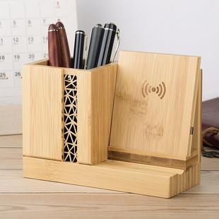 新款轻奢高线感多功能笔筒实级木无充电笔桶办公室桌纳面摆件收盒