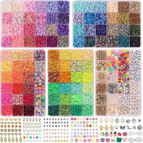 Clay Beads Set Bracelet Necklce Making Bead Letter DIY Kits