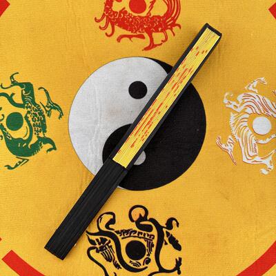 手绘扇子五雷扇五路财神扇子道用品绢布扇子10寸手扇法扇