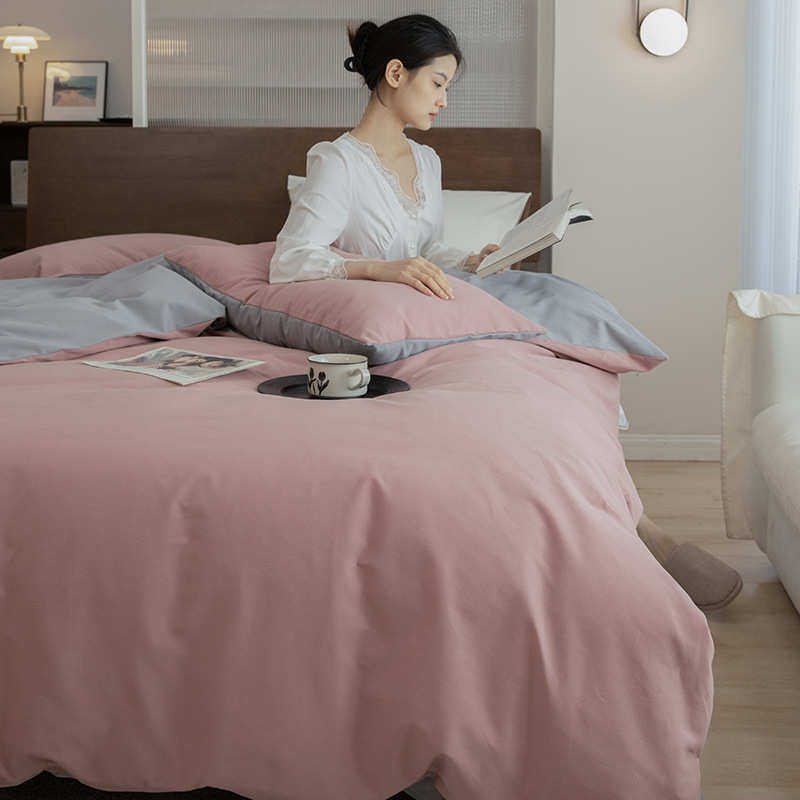 柔件套纯色秋冬支双拼长绒棉60贡缎床上用品超四磨毛加厚北欧保暖