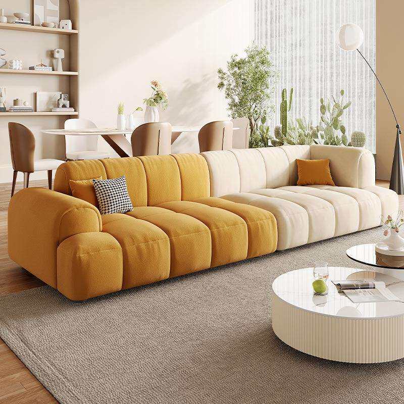 北欧法式奶油风钢琴键沙发直排客厅大小户型现代简约豆腐块网红款