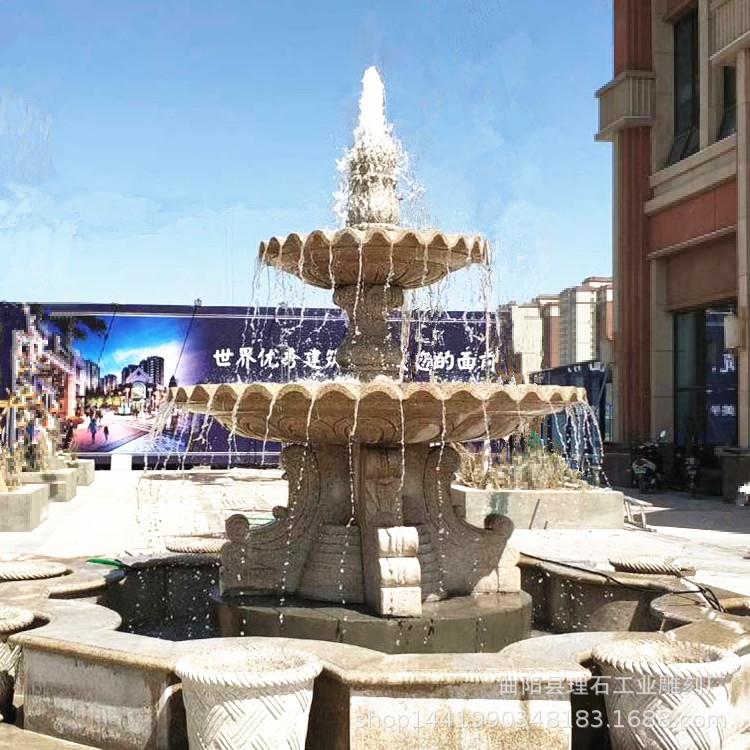 厂家供应石雕喷泉雕塑石材景观流水石钵黄金麻跌水钵黄锈石跌水钵