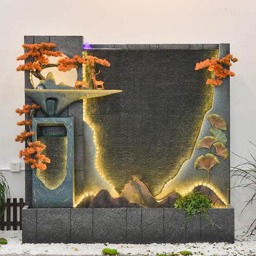 循环流水摆件落地假山喷泉水景客厅店铺办公室装饰公司招财水幕墙