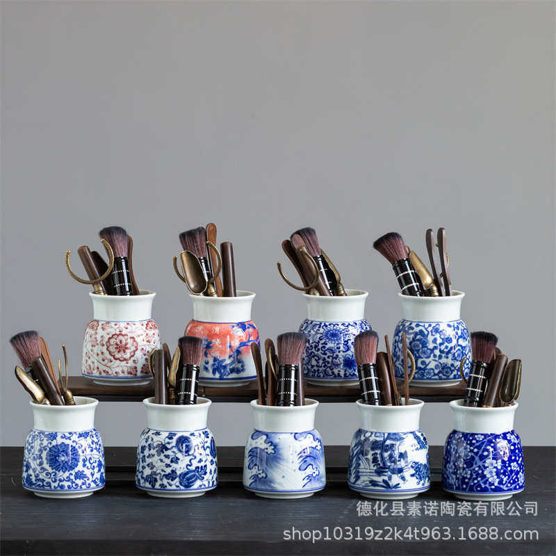 景德镇陶瓷青花瓷茶筒茶道六君子茶筒配件实木杯托养壶笔茶夹茶勺,餐饮具,茶道/香炉,淘宝优惠券,粉丝福利购,淘宝优惠卷