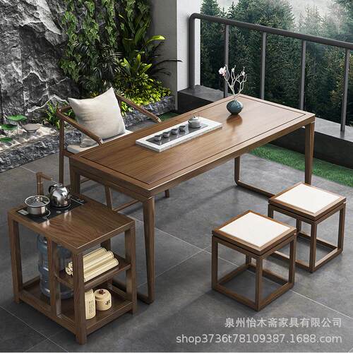 阳台茶桌椅组合轻奢极简实木茶艺功夫泡茶桌现代简约家用小茶台几