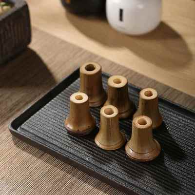 新中式手工筇竹竹节盖托 托盖碗功夫茶道配件泡茶壶茶壶盖置茶道