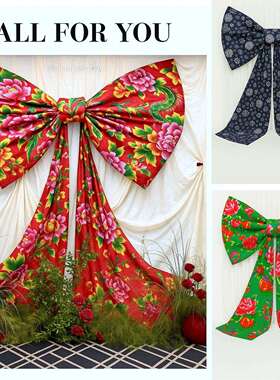 圣诞节东北冬日传统民俗画布蝴蝶结背景装饰摆件布置拍照道具美陈