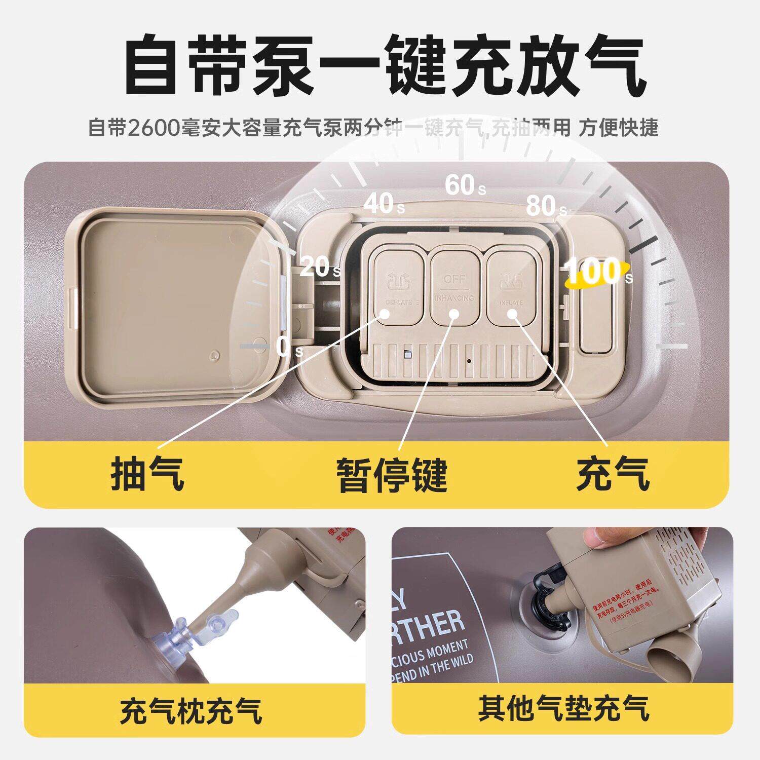 探机险者充床垫自动内置气打气露营打地舖可携式双人充沙发床气TX