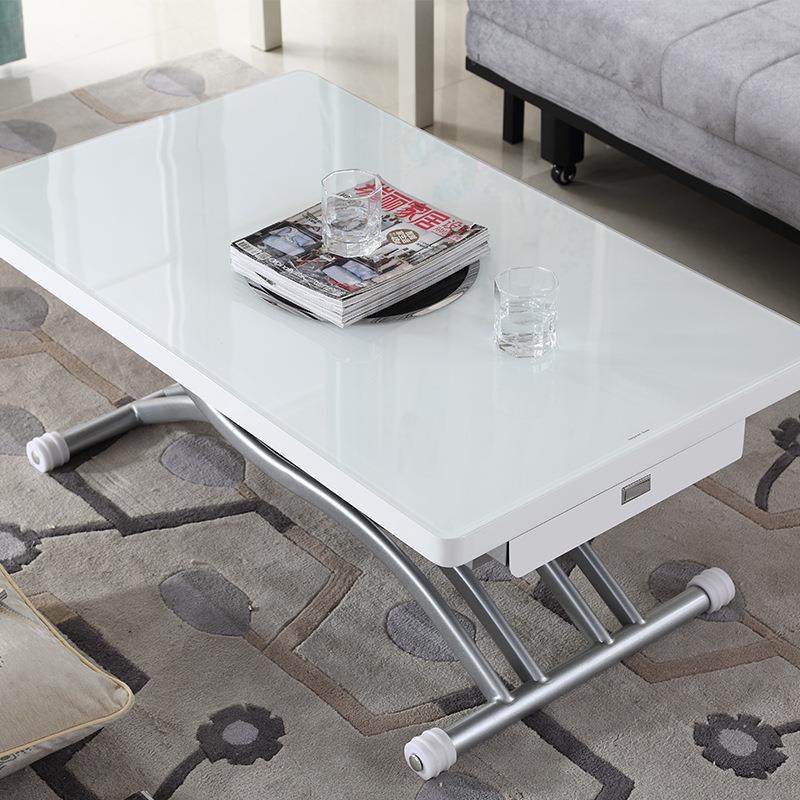 康乃美T-1502客厅小户型升降茶几餐桌两用带电磁炉可储物玻璃饭桌