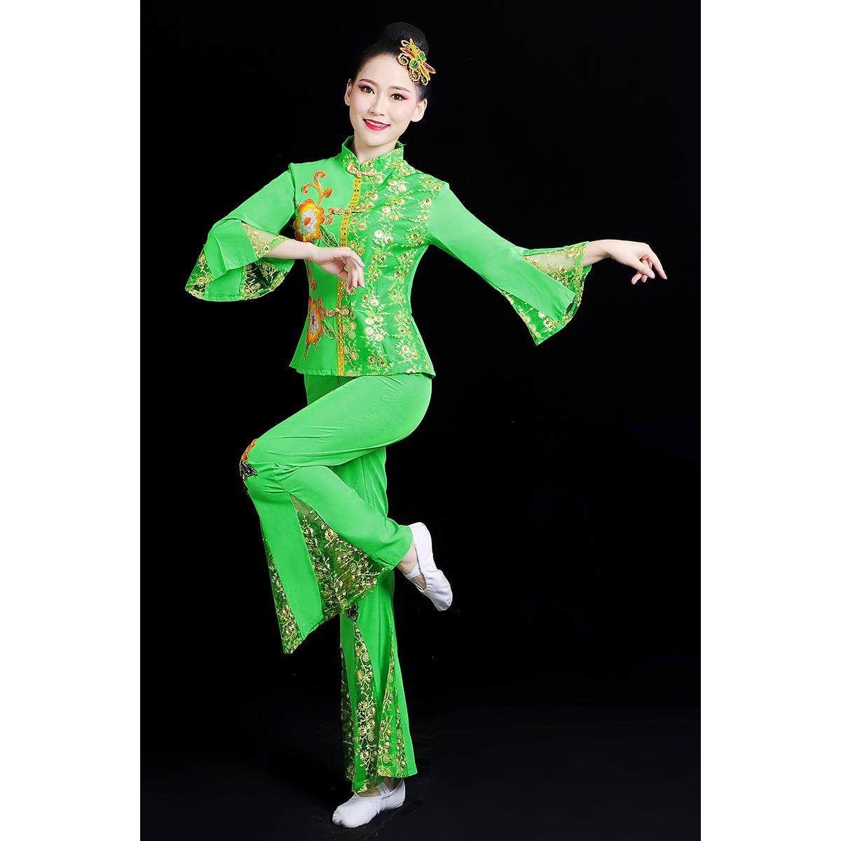 新款秧歌服女套装2024新款跳舞衣服广场舞中老年腰鼓服装扇子舞演