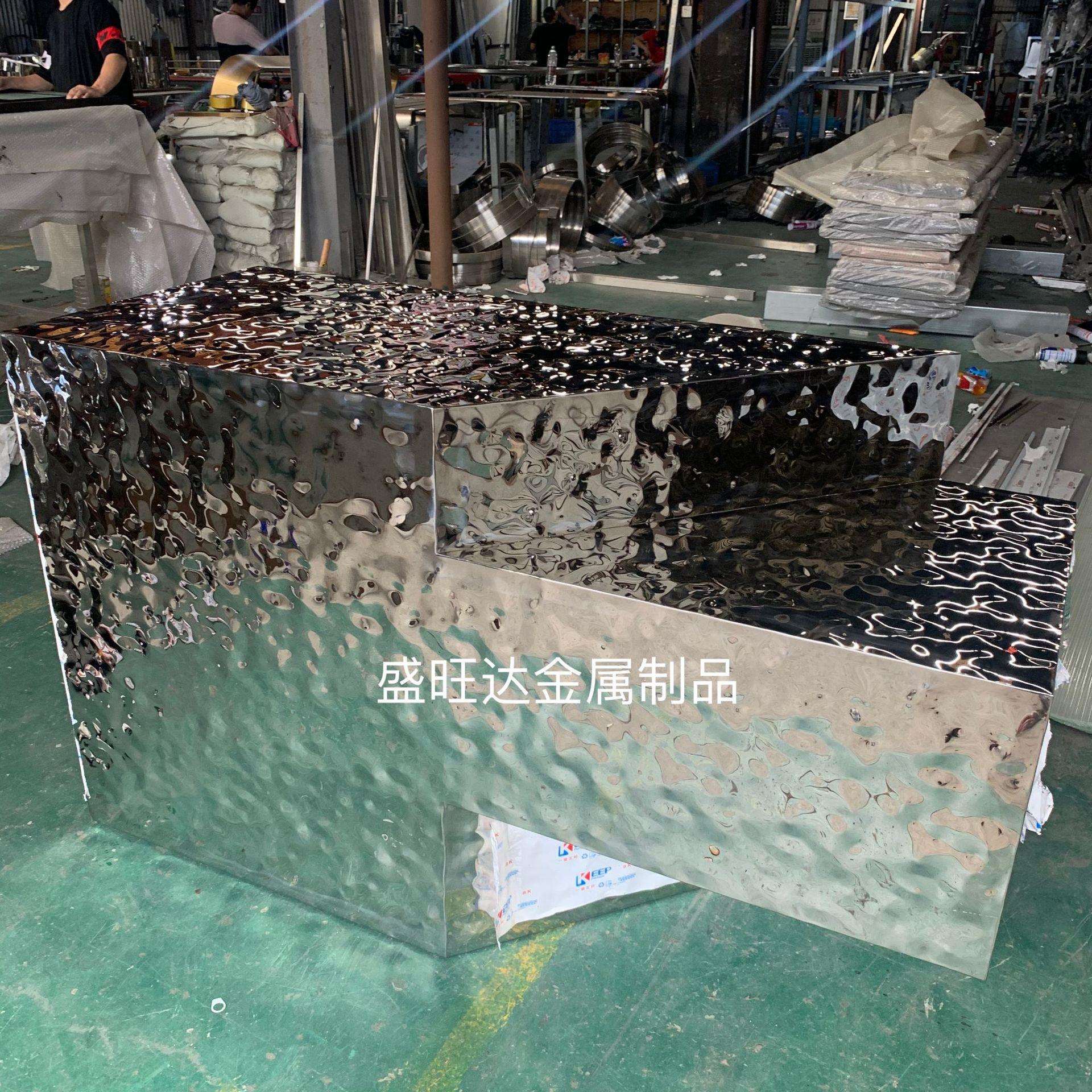 不锈钢波纹展示柜椭圆形异形长方体流水台镜面陈列架展览柜中岛架