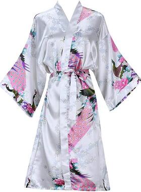Silk Satin Wedding Bride Bridesmaid Robe Floral Bathrobe Sho