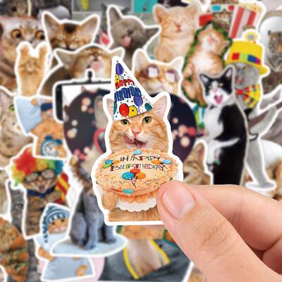 65pcs Funny Cute Cat Meme Stickers Kid Toy Scrapbook Noteboo