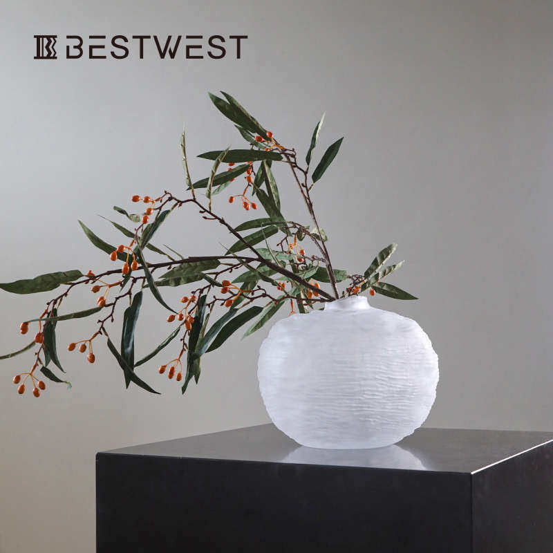 博西家居白色花瓶玻璃摆件干花插花现代简约文艺客厅创意家居装饰