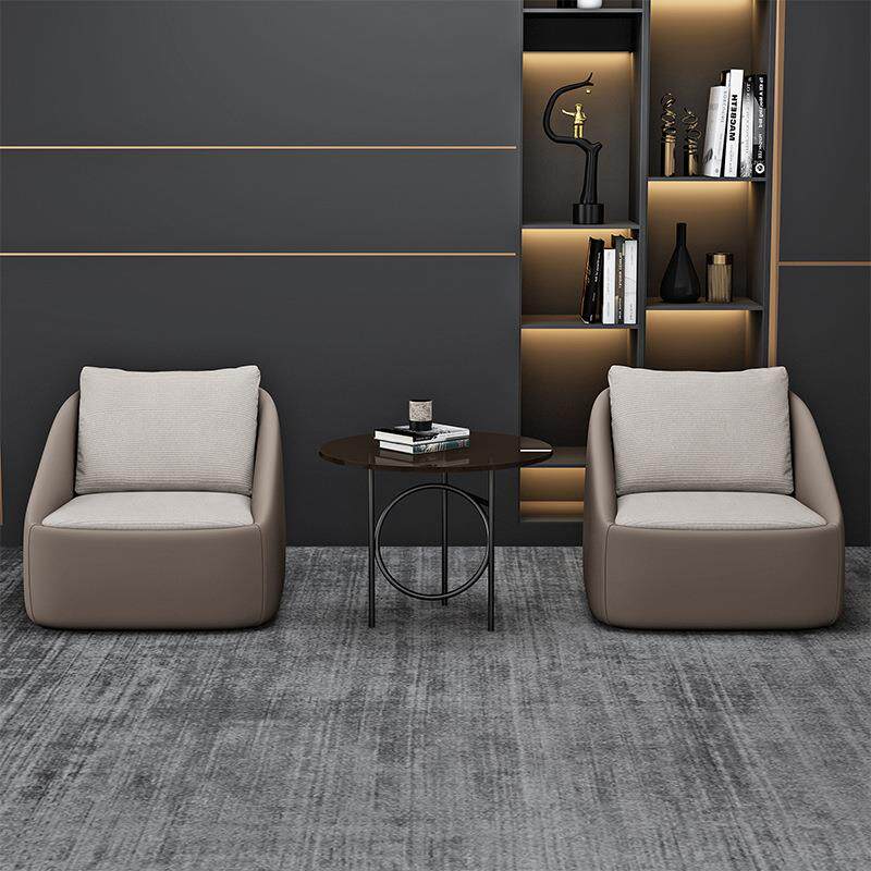 意式极简轻奢商务会议单人沙发椅酒店阳台休息区接待洽谈桌椅组合
