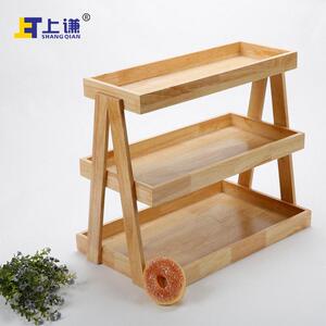 上谦三层橡胶木托 托架糕点西饼蛋糕面 面包房烘焙展柜岛台陈列软