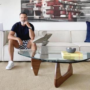 野口勇茶几北欧中古侘寂风实木客厅玻璃设计师咖啡桌日式创意几何