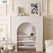 欧式 壁炉柜白色简约民宿玄关摄影置物架收纳柜装 饰柜室内客厅黑色