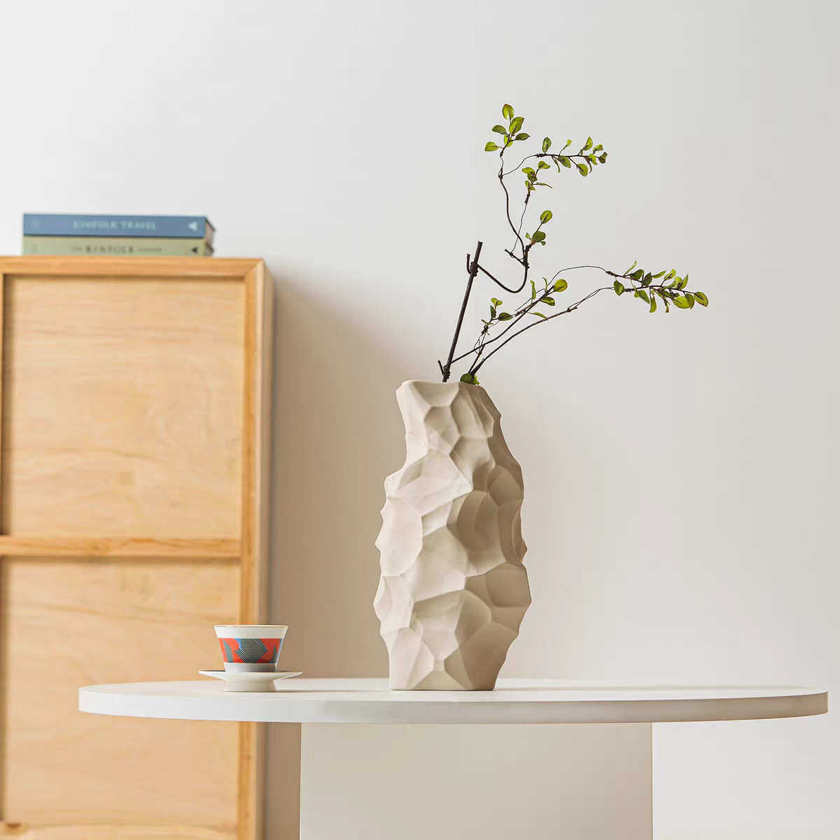 侘寂岩石纹理陶瓷花瓶水培磨砂质感日式客厅简约摆件装饰,家居饰品,花瓶,淘宝优惠券,粉丝福利购,淘宝优惠卷