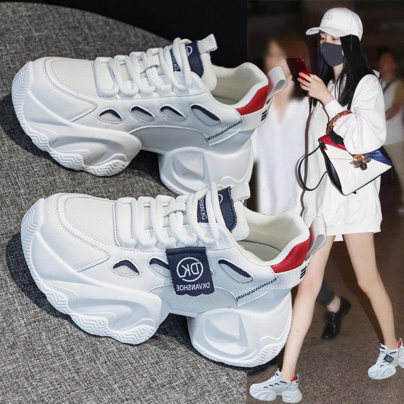 增加身高7cm ~秋冬新款轻量流行厚底内增高休闲鞋显脚小运动爸爸