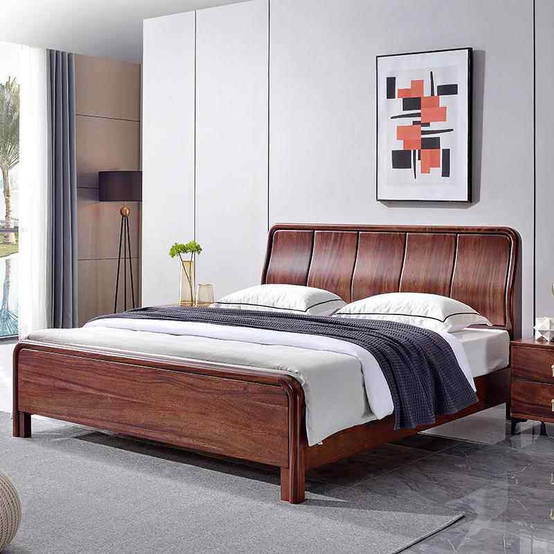 轻奢全实木金木1.乌8米双2009#人床简约代主卧大床床气现压高箱储