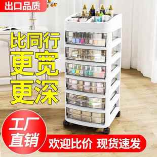 置品物架办公室桌多层下带轮储物 加透明化妆收纳柜家用抽WRF屉式