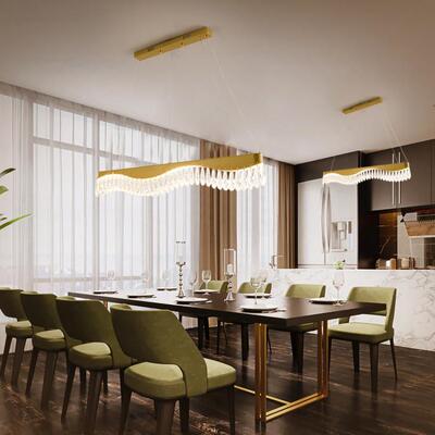 后现代轻奢北欧水晶吊灯波浪形水滴吊灯创意艺术客厅家装简约灯具