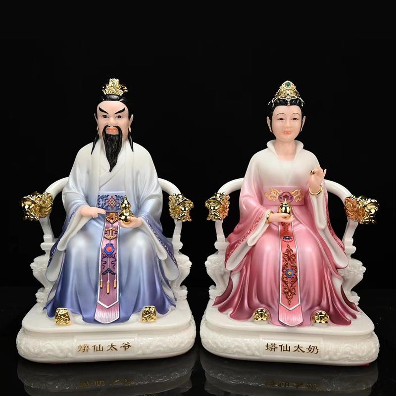厂家汉白玉粉四大家族黄三胡三常家蟒家太奶太爷富贵彩神像摆件