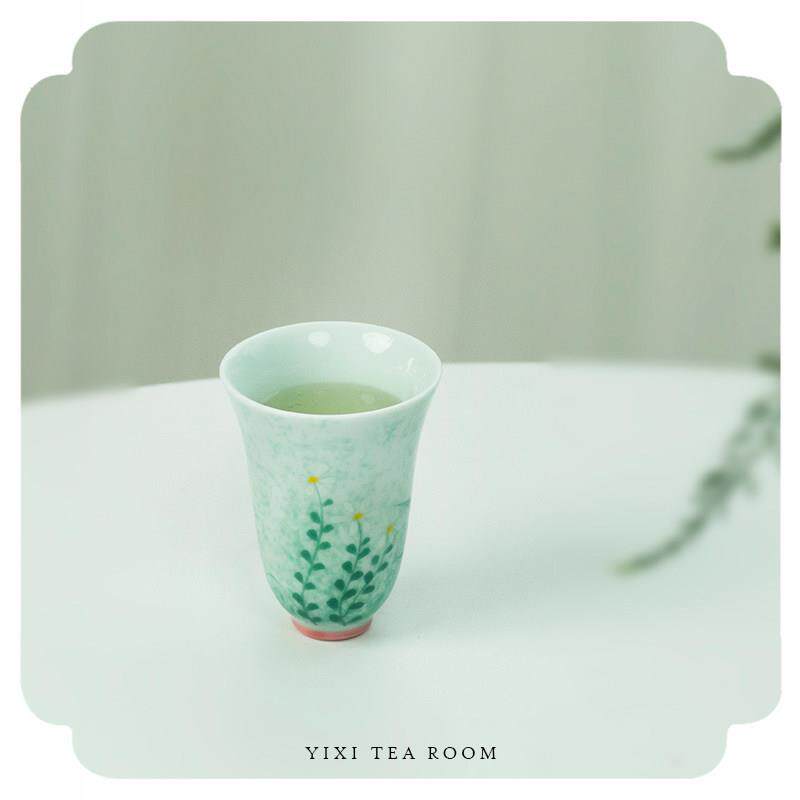 一席 手绘芦苇闻香杯品茗杯陶瓷茶杯家用主人杯单杯手工功夫茶盏