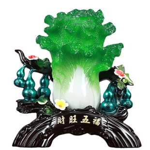 博古架收银台装 财旺五福招财葫芦玉白菜摆件酒柜客厅家居新中式 饰