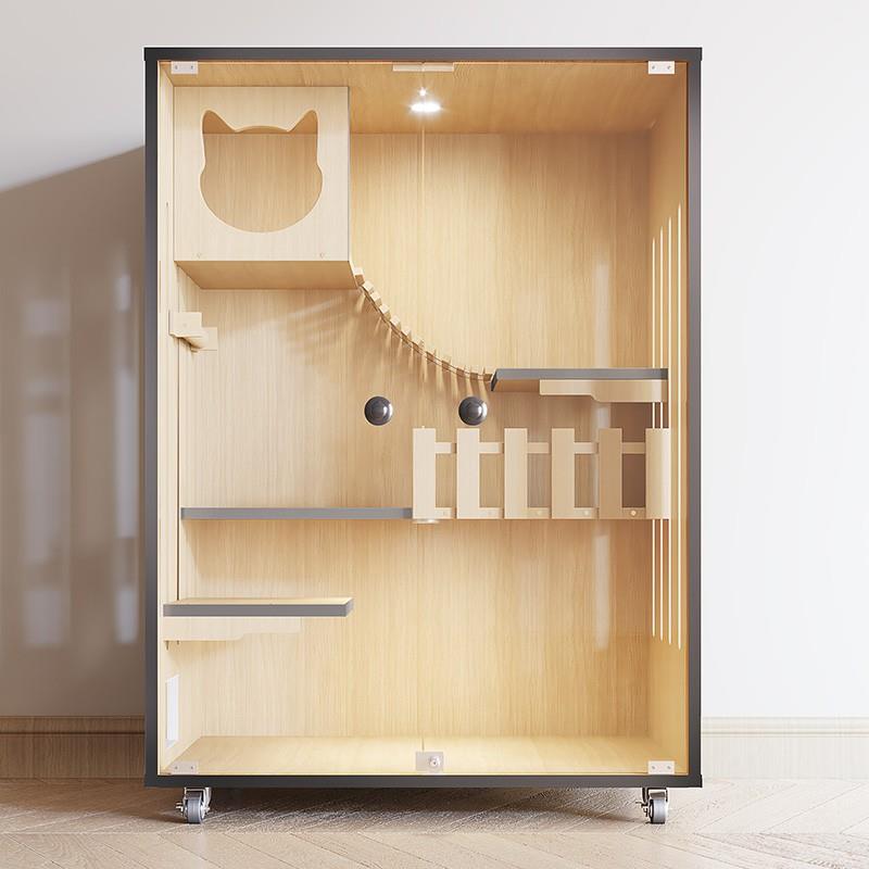 高档猫别墅家用实木豪猫柜防猫舍猫超大空间猫窝大型华室水内房猫